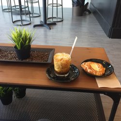 Tinto's Coffee House - Iced latte with almond milk and cheese danish