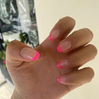 Hana Nail Spa - Hot pink french tip - Nail Technicians Near Me - Moraga, California Hana Nail Spa - Hot pink french tip - Nail Technicians Near Me - Moraga, California