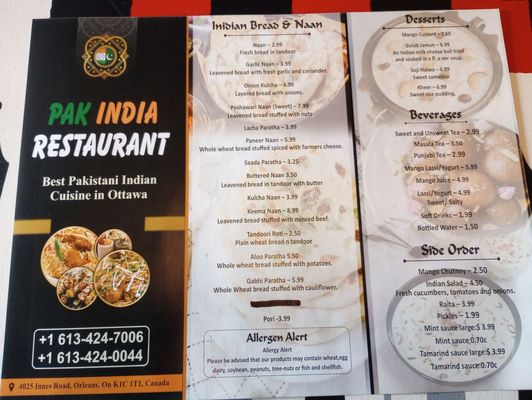 Menu photo 1 Pak India Restaurant Ottawa, ON