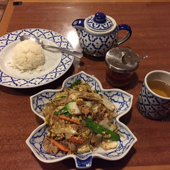 Thai Ocha - Pad Woon Sen with jasmine rice - Thai Near Me - Denton, Texas Thai Ocha - Pad Woon Sen with jasmine rice - Thai Near Me - Denton, Texas