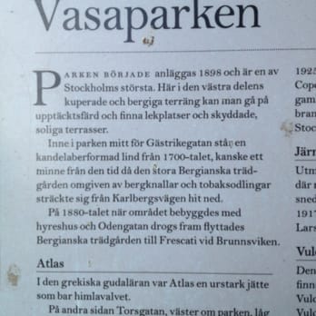 Vasaparken - En av informationatavlorna. - Playgrounds Near Me - Stockholm, Alberta