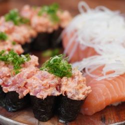 Sushi Bay - Spicy ahi left and onion salmon right (yummy) *3/9/2025