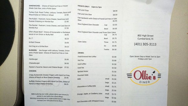 Menu photo 3 Ollie's Diner Cumberland, RI