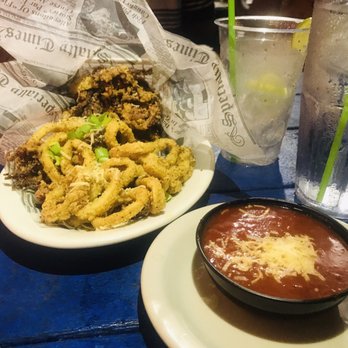 Flounder's Chowder House - FRESH CAUGHT LOCAL Calamari & sauce was AMAZING get it! :).. - Seafood Near Me - Gulf Breeze, Florida