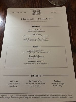 Menu photo 1 Heliot Steak House Gt Lon, XGL