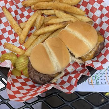 Three Creeks Brew Pub - Kid's Menu- 2 Mini Cheeseburger Sliders with Fries - Breweries Near Me - Sisters, Oregon Three Creeks Brew Pub - Kid's Menu- 2 Mini Cheeseburger Sliders with Fries - Breweries Near Me - Sisters, Oregon