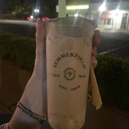 Ceylon milk tea with popping barley boba and mochi Ceylon milk tea with popping barley boba and mochi