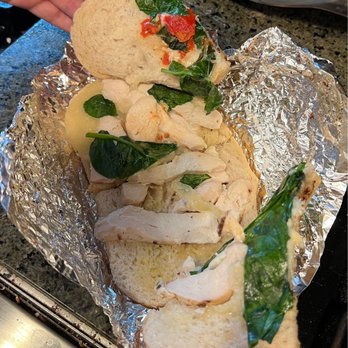 Corner Bakery Cafe - One lonely tomato on the Chicken Pomodori sandwich. I know budgets are being cut everywhere, but seriously?? - Breakfast & Brunch Near Me - Lake Forest, California