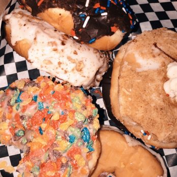 Glam Doll Donuts - Fruity pebbles donut Chocolate with sprinkles Maple bacon Vanilla sprinkles - Donuts Near Me - Minneapolis, Minnesota Glam Doll Donuts - Fruity pebbles donut Chocolate with sprinkles Maple bacon Vanilla sprinkles - Donuts Near Me - Minneapolis, Minnesota