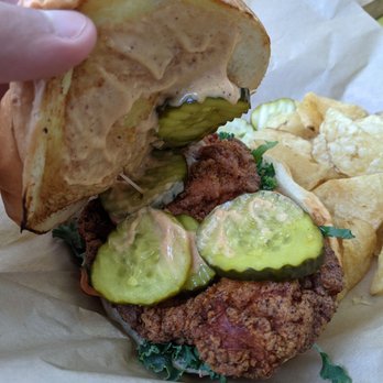 Bare Back Grill - Habanero fried Chicken burger - Bars Near Me - San Diego, California Bare Back Grill - Habanero fried Chicken burger - Bars Near Me - San Diego, California