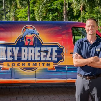 Key Breeze Locksmith - Confident and ready to serve--Andrew stands proudly beside the Key Breeze Locksmith service van. - Safe Stores Near Me - Naples, Florida Key Breeze Locksmith - Confident and ready to serve--Andrew stands proudly beside the Key Breeze Locksmith service van. - Safe Stores Near Me - Naples, Florida