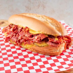 Troys Burgers - We got the best pastrami in town. Served hot on a fresh french roll with pickles and mustard.