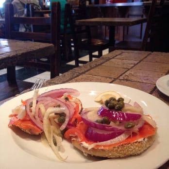 Artigiano - Hornby - Sesame bagel with smoked salmon, cream cheese, fennel, onion, capers, and vinaigrette. Well done you! - Coffee & Tea Near Me - Vancouver, British Columbia Artigiano - Hornby - Sesame bagel with smoked salmon, cream cheese, fennel, onion, capers, and vinaigrette. Well done you! - Coffee & Tea Near Me - Vancouver, British Columbia