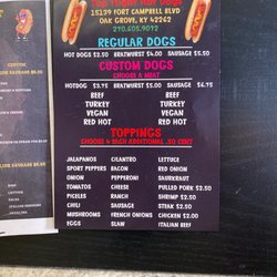 Top flight hot dogs - Menu