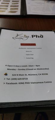 Menu photo 4 King Pho Vietnamese Cuisine Manteca, CA