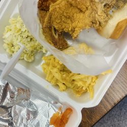 M & J Soulfood Restaurant - Pork chop , Mac and cheese & potato salad
