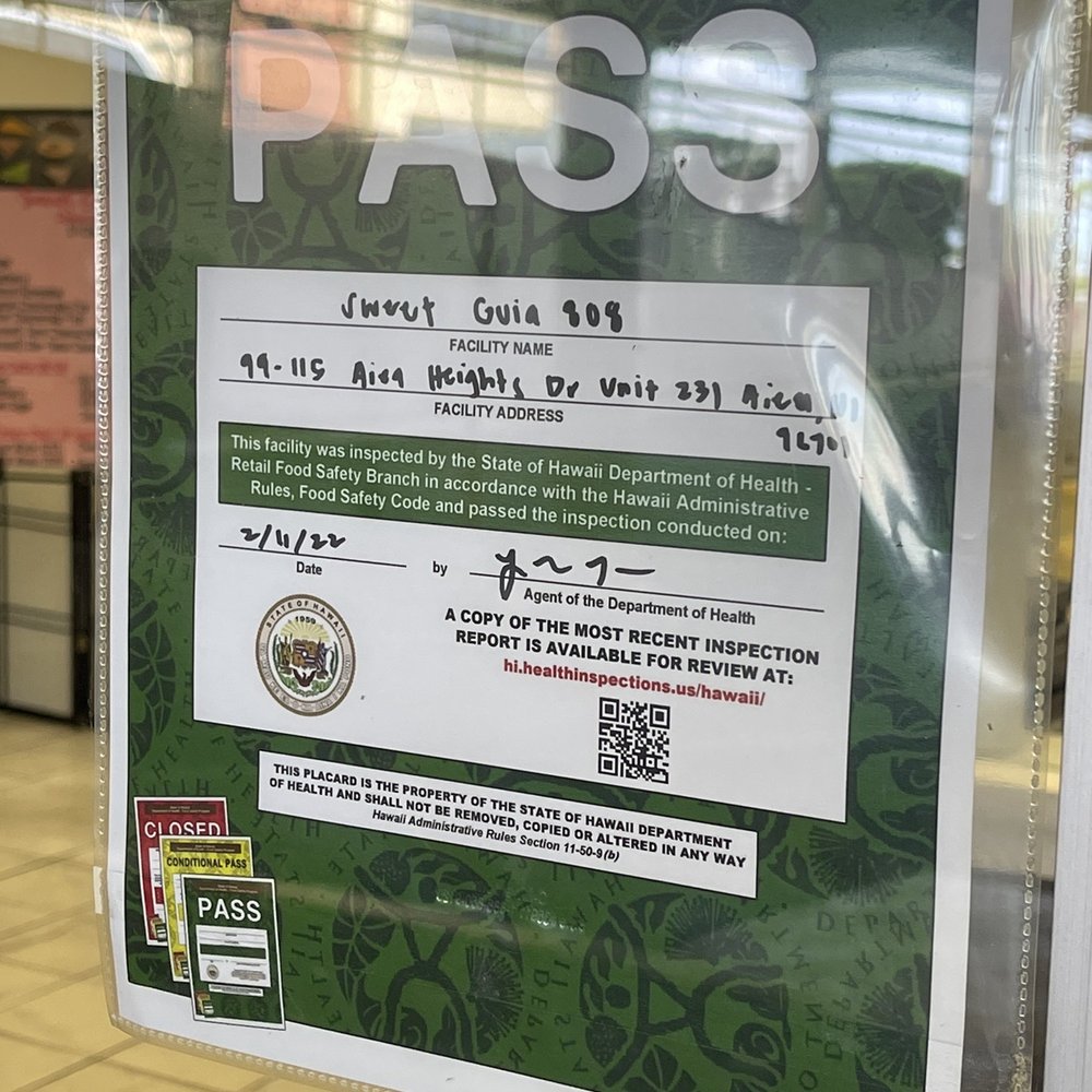 Sweet Guia 808 - 4/2022 pass sign - Desserts Near Me