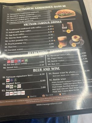Menu photo 4 Saigon District Houston, TX