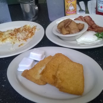 Jimmie's Diner - (left) Hashbrowns, (bottom) Fried Mush, (right) Fried apples, Bacon, and Eggs - Diners Near Me - Wichita, Kansas Jimmie's Diner - (left) Hashbrowns, (bottom) Fried Mush, (right) Fried apples, Bacon, and Eggs - Diners Near Me - Wichita, Kansas