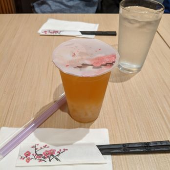 Ikedo Japanese Eatery - Lychee Green Tea, medium sized shown. Pretty blossom chopsticks too! - Ramen Near Me - Port Washington, New York Ikedo Japanese Eatery - Lychee Green Tea, medium sized shown. Pretty blossom chopsticks too! - Ramen Near Me - Port Washington, New York