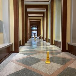 DePaul University's Richardson Library - Hallway to the library; the west entrance is in the distance.