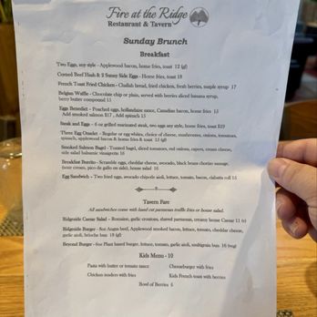 Fire At The Ridge - Sunday Brunch Menu - New American Near Me - Middlefield, Connecticut Fire At The Ridge - Sunday Brunch Menu - New American Near Me - Middlefield, Connecticut