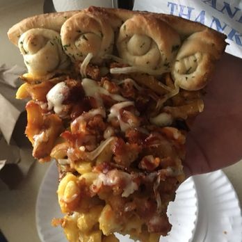 That Pizza Place - Special slice of the day - macaroni and cheese, mozzarella, bbq fried cauliflower and French fries with a garlic knot crust = AMAZING - Pizza Near Me - Levittown, New York That Pizza Place - Special slice of the day - macaroni and cheese, mozzarella, bbq fried cauliflower and French fries with a garlic knot crust = AMAZING - Pizza Near Me - Levittown, New York