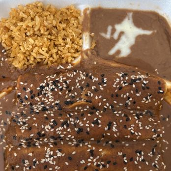 Salsa Verde Restaurant - Shredded chicken and shredded beef mole enchiladas - Mexican Near Me - Tucson, Arizona