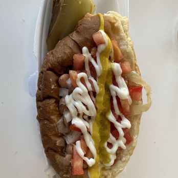 El Güero Canelo Restaurant - Sonoran Hot Dog (nothing added - as it is presented on the menu) - Mexican Near Me - Tucson, Arizona El Güero Canelo Restaurant - Sonoran Hot Dog (nothing added - as it is presented on the menu) - Mexican Near Me - Tucson, Arizona