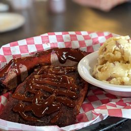plate of ribs and mashed potatoes plate of ribs and mashed potatoes
