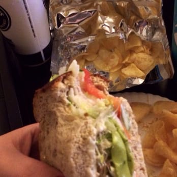 Jimmy John's - Huge half of the #12 Beach Club-wheat, turkey, provolone, guac, mayo, lettuce, tomato, cucumber, add sprouts. S&V kettles chips! - Sandwiches Near Me - Mesa, Arizona Jimmy John's - Huge half of the #12 Beach Club-wheat, turkey, provolone, guac, mayo, lettuce, tomato, cucumber, add sprouts. S&V kettles chips! - Sandwiches Near Me - Mesa, Arizona