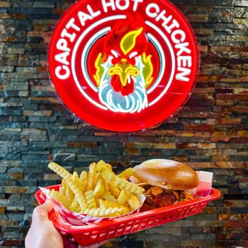 Capital Hot Chicken - Mild chicken sandwich with fries - Halal Near Me - Oviedo, Florida