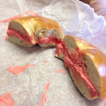Bagel Supreme - Plain bagel with strawberry cream cheese. Very strawberry tasting! - Bagels Near Me - Rutherford, New Jersey Bagel Supreme - Plain bagel with strawberry cream cheese. Very strawberry tasting! - Bagels Near Me - Rutherford, New Jersey