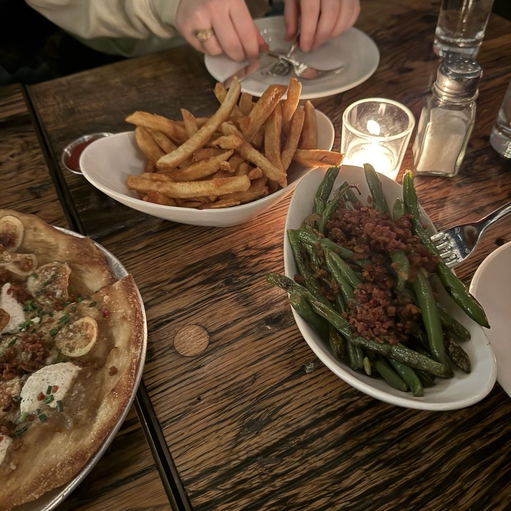 Sociale - French Fries Plate and Green String Beans Plate - Italian Near Me - New York, New York Sociale - French Fries Plate and Green String Beans Plate - Italian Near Me - New York, New York