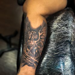 Ink About It Tattoo Studio - Pegasus Inner Calf Tattoo