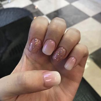 Lacey Nails - Glitter, pink and white ombré - Nail Salons Near Me - Lacey, Washington