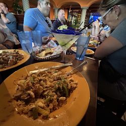 Los Compadres - Pollo con arroz with grilled veggies and the barrel margarita