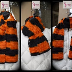 Cr8tive Lefty - Handmade in the USA Orange and Black Sports Team Scarf, $19.00 + shipping. Made with worsted weight, machine washable yarn.