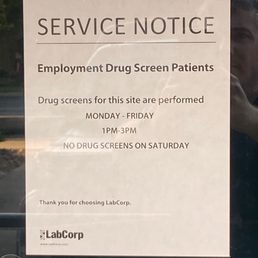 Wrong hours for employment drug testing