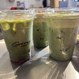 strawberry, banana, & double matcha