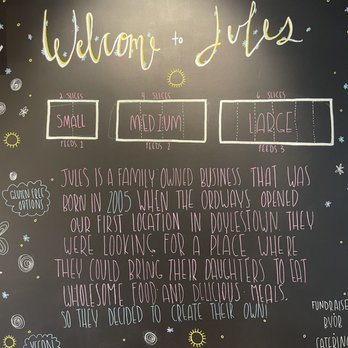 Jules Thin Crust - a chalk board with a menu written on it - Salad Near Me - Wayne, Pennsylvania Jules Thin Crust - a chalk board with a menu written on it - Salad Near Me - Wayne, Pennsylvania