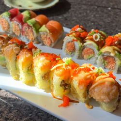 Bangkok Tokyo Asian Fusion - Colorado roll in the foreground and Manhattan roll in the background.