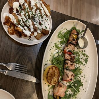 Ultramar - Swordfish skewers with smoked potato side - Seafood Near Me - Kennebunkport, Maine
