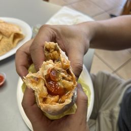 Close up Surf and Turf Burrito Close up Surf and Turf Burrito
