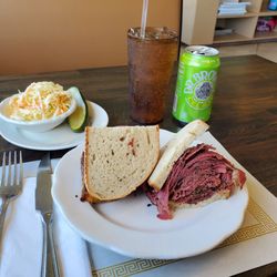 Regal Kosher Deli & Caterers - Pastrami on rye, Cole slaw, half sour pickle and Dr. Brown's Cel-Ray soda.