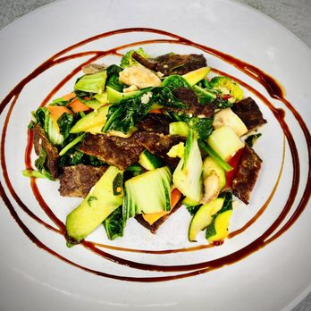 Think Cafe - The Shy Guy (lamb and steamed veggies with a balsamic glaze) - New American Near Me - San Pedro, California Think Cafe - The Shy Guy (lamb and steamed veggies with a balsamic glaze) - New American Near Me - San Pedro, California