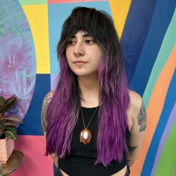 The Noise Project - Shag haircut, purple hair
