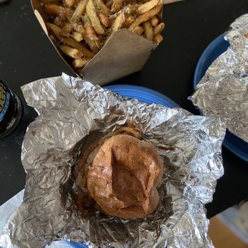 Bred - Parisian Burger and Parmesan Truffle Fries (take out) - Sandwiches Near Me - Dorchester, Massachusetts Bred - Parisian Burger and Parmesan Truffle Fries (take out) - Sandwiches Near Me - Dorchester, Massachusetts