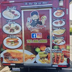 Tacos Chepe - Rear of truck shows some of the great food dishes.