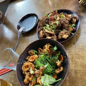 Sosoba - Sweet Chili Calamari (front) & fried cauliflower (back) - Ramen Near Me - Flagstaff, Arizona